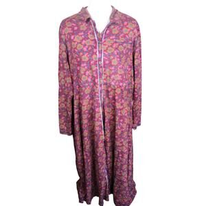 Natural Life Maxi Dress Womens XL Red Brown Floral Button Front Cottagecore Boho